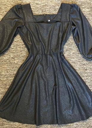 Чорне коротке платічко, люрекс, блискуча сукня