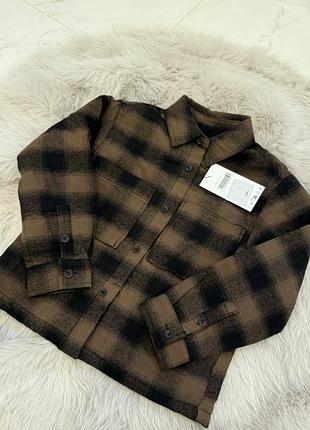 Zara теплая рубашка в клетку 134, zara сорочка в клітинку 140