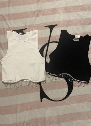 Топ зі стразами під грудьми / топ з камінцями