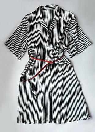 Натуральное 100% шелковое платье рубашка в полоску в бельевом стиле, премиум качества.