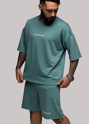 Мужской костюм футболка + шорты calvin hm0hm00533 klein оверсайз