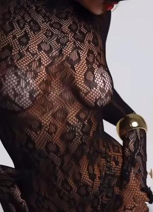 Жіноча білизна бодістокінг леопардовий сітка боді сітка комбінезон бодистокинг леопардовый кошка