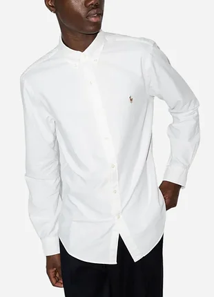 Белая мужская рубашка polo ralph lauren