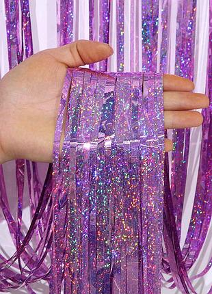 Дощик для фотозони з голограмою прикраса 245 см на 92 см рожевий