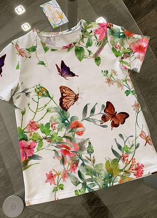 Дитяча футболка метелики в квітах five stars 146р-164р