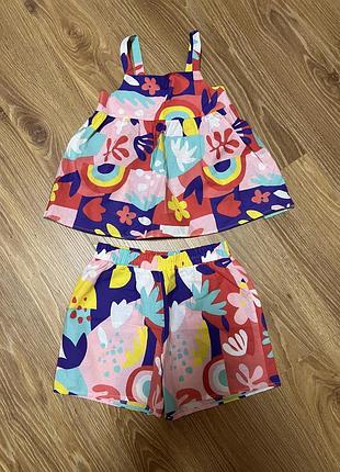 Легкий костюм шорты блуза летний для девочки 5-6 лет