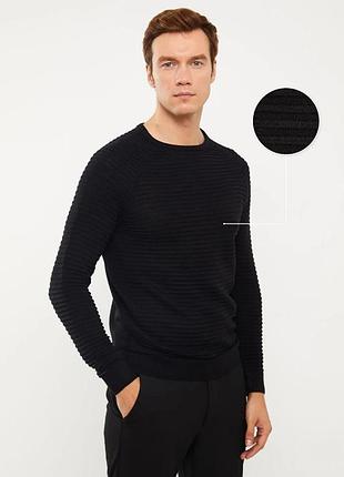 Чорний чоловічий светр lc waikiki / лс вайкікі, з гофрованими рукавами