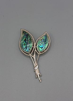 Красивый винтажный декоративный выразительный дизайн, вдохновленный цветами, яркая натуральная серебряная брошь с вставками ракушки гелиотиса silver