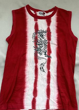 Вінтажна червона майка з драконом y2k