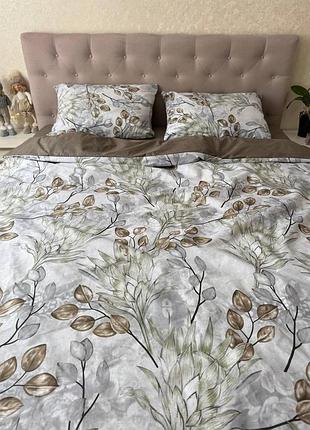 Комплект постільної білизни, набір комбінований в гілочки, 100% бавовна