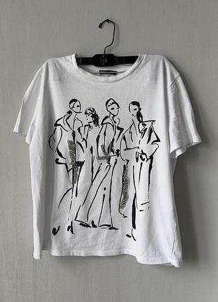 Футболка з принтом оверсайз zara