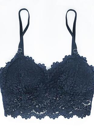 Жіночий мереживний чорний бюстгальтер типу бюстьє
