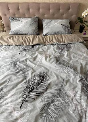 Комплект постельного белья, набор с перышками, 100% хлопок.