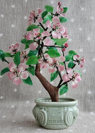 Сувенир цветущая сакура в вазоне, цветное стекло