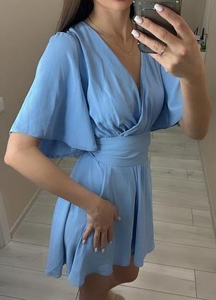 Платье коктельное голубое 2