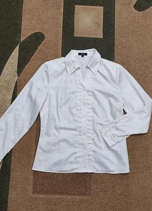 Белая белья блузка рубашка рубашка с,м размер 42,44 сатиновая атласная женская