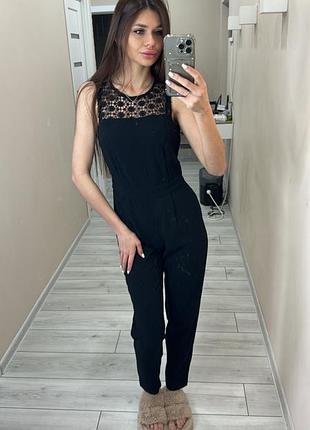 Вечерний черный комбинезон vero moda