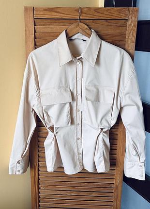 Сорочка zara з накладними кишенями