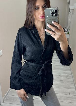 Рубашка кимоно черная h&m