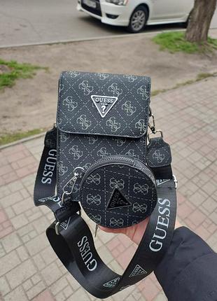 Клатч  жіночий   guess  чорний  маленька сумка для телефону  чохол
