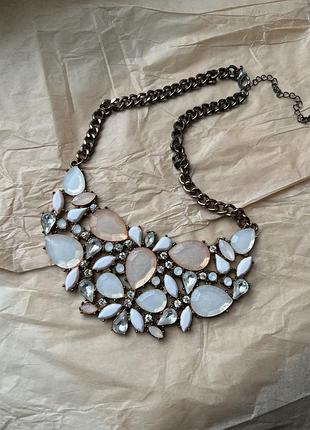 1=2⚡️ намисто кольє комір з камінням святкове золоте зі стразами