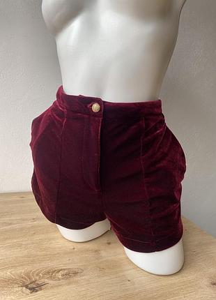 Велюрові бордові жіночі  шорти м