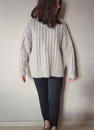 Теплий в'язаний жіночий светр zara розмір s оверсайз бежевий