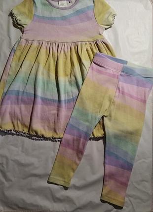 Трикотажный костюмчик: платье и лосинки