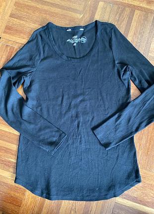Новый трикотажный черный хлопковый эластичный в рубчик лонгслив logg от h&m xl 48-50 швеция с