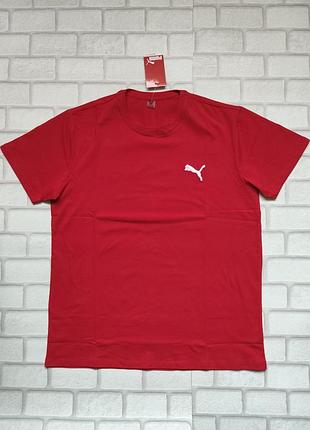 Мужская футболка трикотаж красная рисунок пума вышивка спортивная