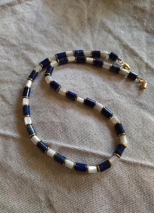Бусы лазурит перламутр