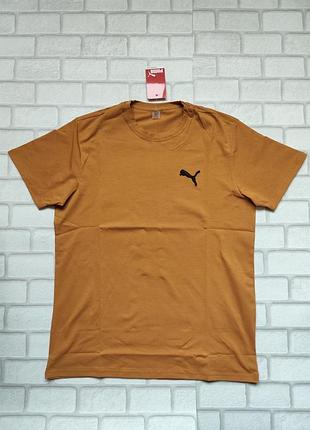 Мужская футболка трикотаж горчица рисунок пума вышивка спортивная