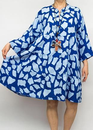 Платье льняное ярусное, туника италия, лен.