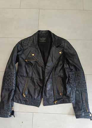 Zara куртка косуха шкірянка натуральна шкіра