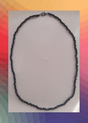 Бусы черные хрустальные - базовые, подо все