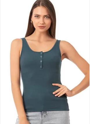 Базова майка топ в рубчик синя майка бавовняна майка в рубчик хлопковая майка в рубчик