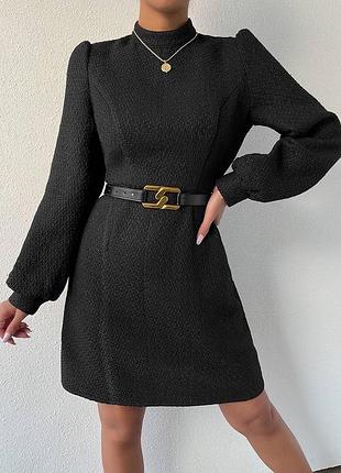 Черное твидовое платье база 💞
