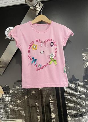 Детская футболка розовая коттон для девочки