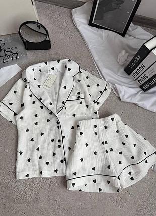 Женская легкая муслиновая пижама рубашка и шорты | 725