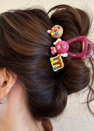 Краб-зажим для волос цветной