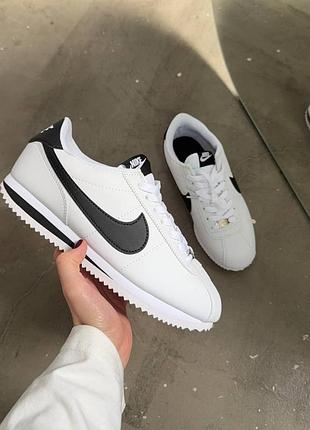 Белые кожаные кроссовки nike cortez