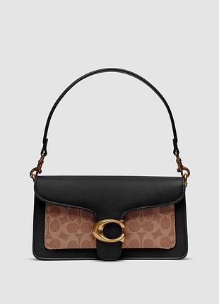 Сумка coach tabby black/beige shoulder bag in signature canvas