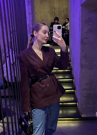 Піджак жакет бордового кольору бургунді прямого крою