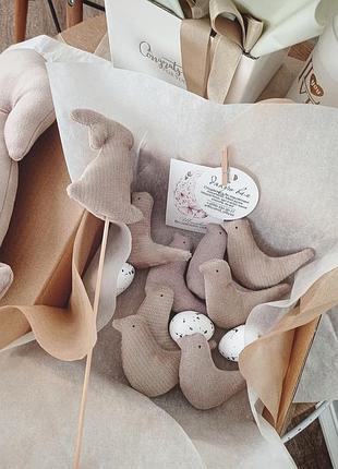 Пташки, текстильні пташки,  декор для дому, декор, весняний декор, великдень, великодній декор