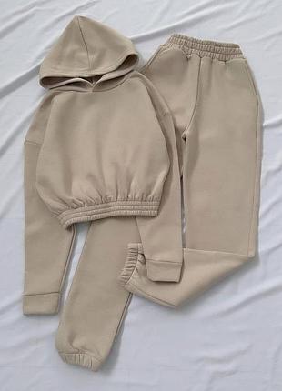 Спортивный костюм худи и штаны джоггеры серый, белый, беж, черный, бирюза