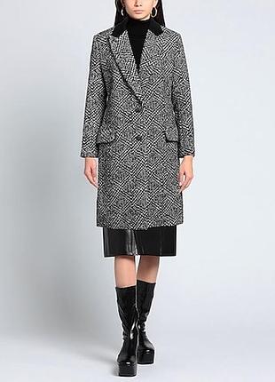 Rag & bone (сша) роскошное пальто черно-белое 42% шерсти женское р. l