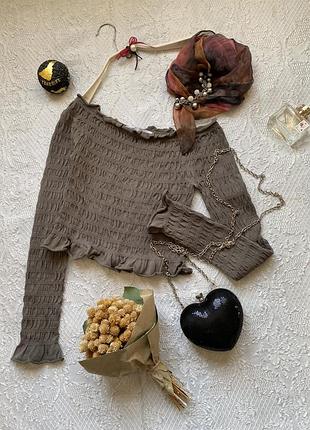 Трикотажний структурований топ, кофтинка з відкритими плечима /zara/розмір m