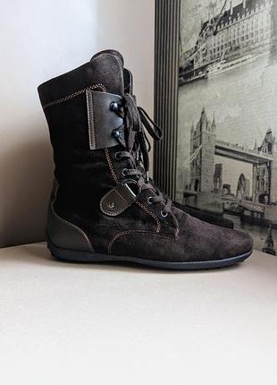 Ботинки tod's (39) из натуральной замши и кожи оригинал женские демисезонные
