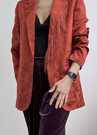 Mango жакет с бахромой, 100% вискоза