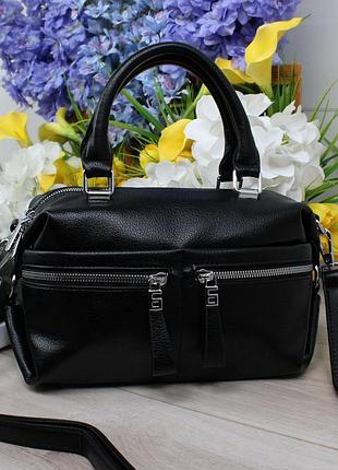 Жіноча стильна та якісна сумка з еко шкіри чорна